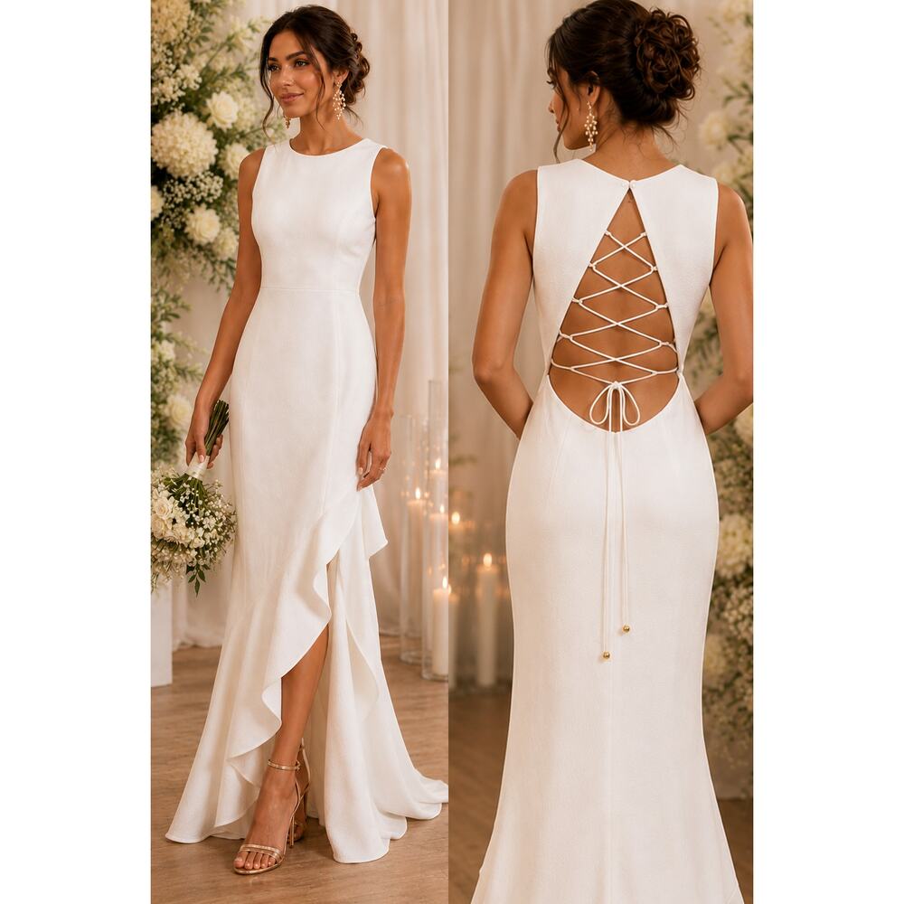 Saints & Secrets Showpo White Gown Maxi Dress Size XS Bridal Wedding Formal